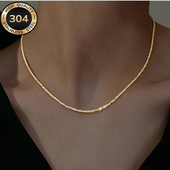 Jewelry - 18K Gold Plated 304 Stainless Steel Twist Chain Necklace Elegant Women's Jewelry